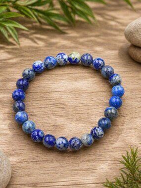 Lapis Lazuli Gemstone Stretch Bracelet | Handmade